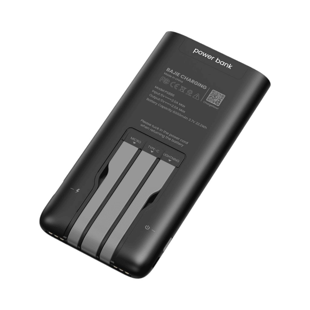 Powerbank zum Ausleihen Rückseite mit Anschlüssen